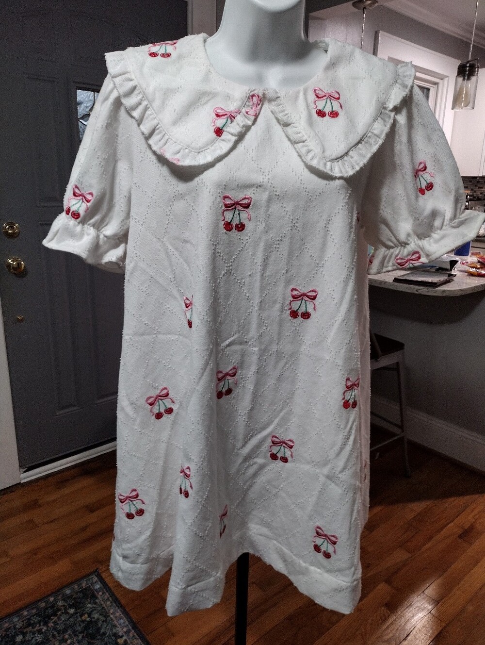 Rareraw Cherry Embroidered Babydoll Dress